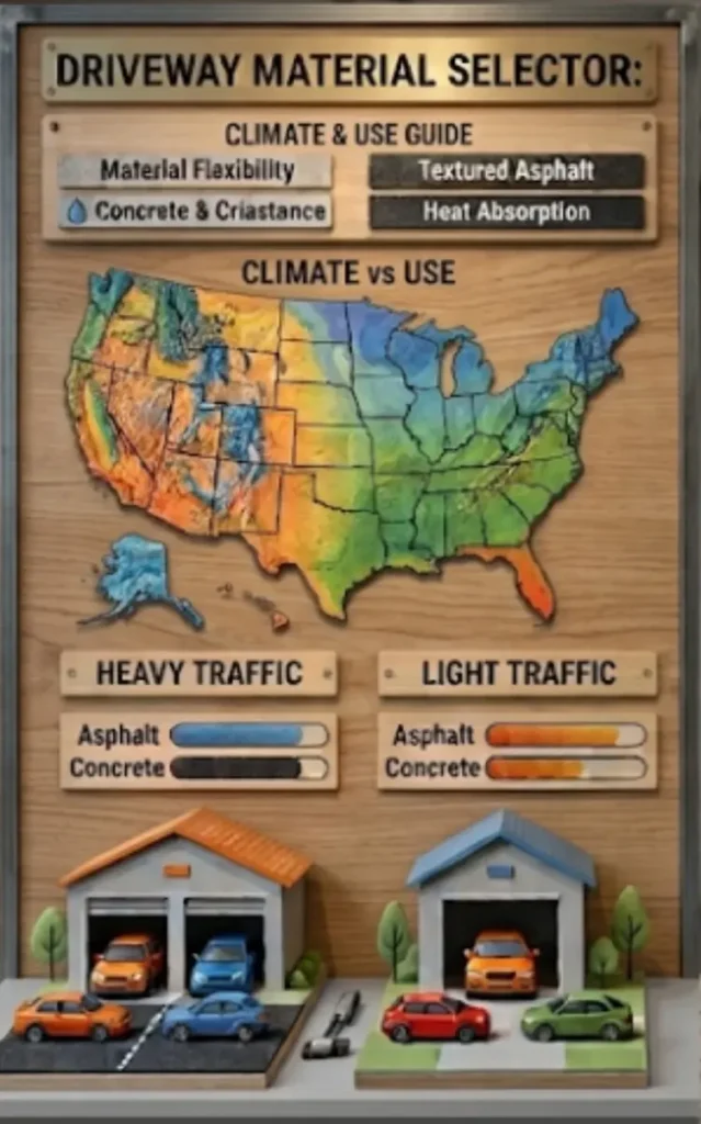 asphalt vs concrete driveway US Regional Cost map 